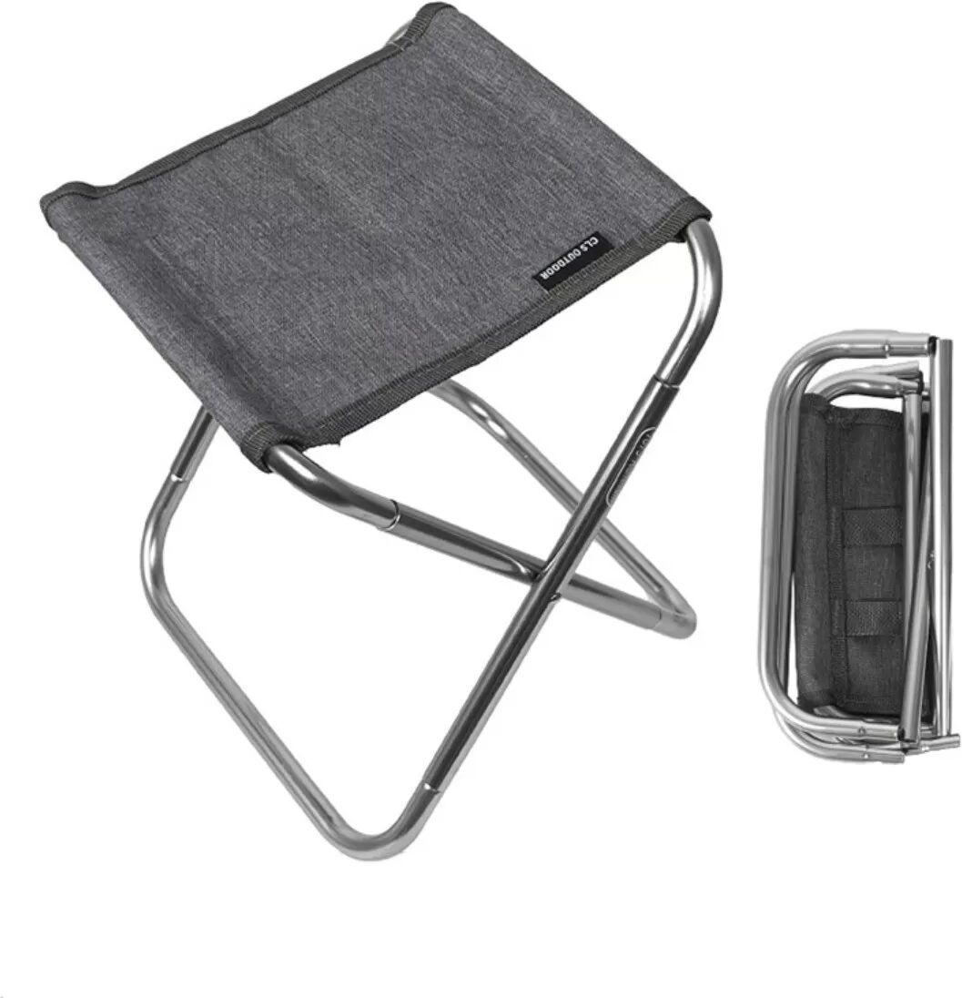 INF Tragbarer Outdoor-Klapphocker - 7075 Aluminiumlegierung Camping- und Angelstuhl mit Polyesterbezug, Kompakt Leicht Grau