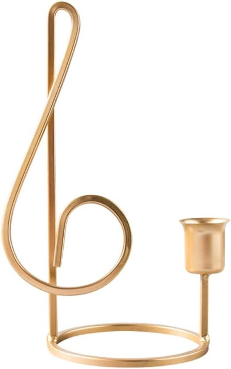 Rom Kandelaar Muzieknoot - Gouden metalen houder voor een taperkaars