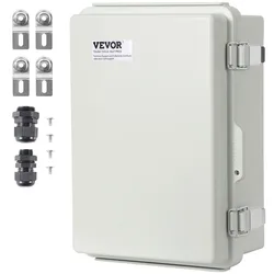 VEVOR Elektrischer Anschlusskasten 430 x 330 x 180 mm, Elektrogehäusekasten aus ABS-Kunststoff mit Scharnierdeckel, Edelstahlverschluss, IP67 staubdicht wasserdicht für Elektroprojekte