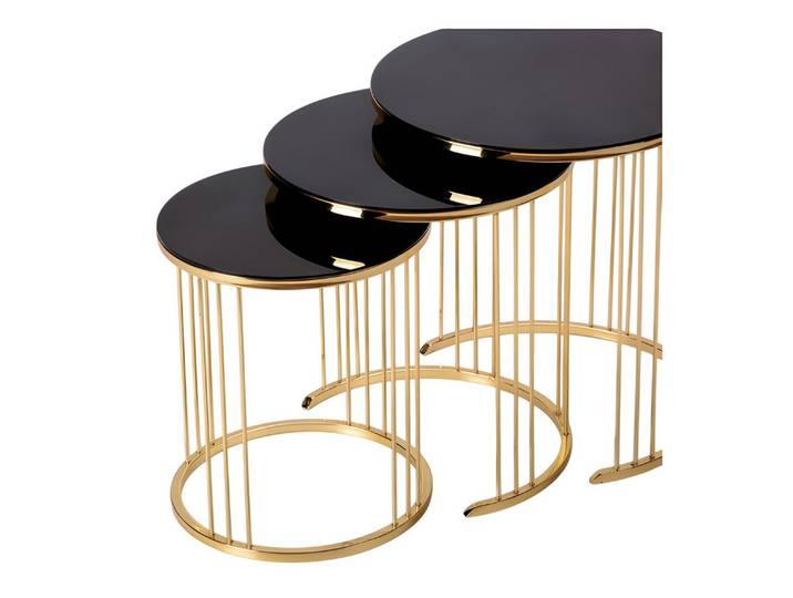 JVmoebel Beistelltisch Schwarzer Holz Tisch mit modernem Design und eleganter Ästhetik (3-St), Made in Europe