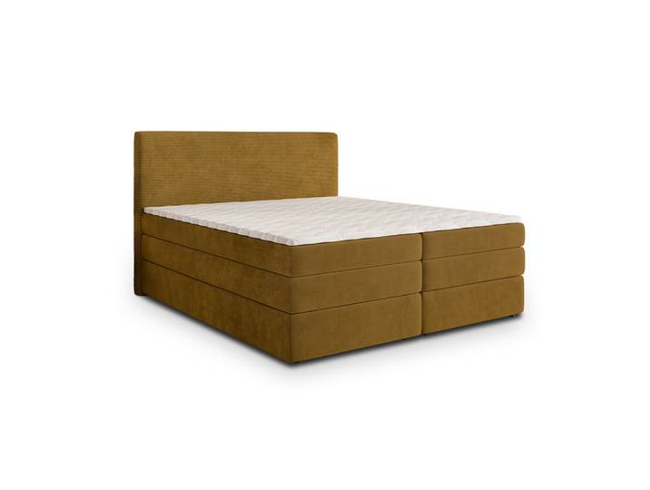 BOXSPRINGBETT MATERN 140x200 cm mit Matratze und Topper - Gelb