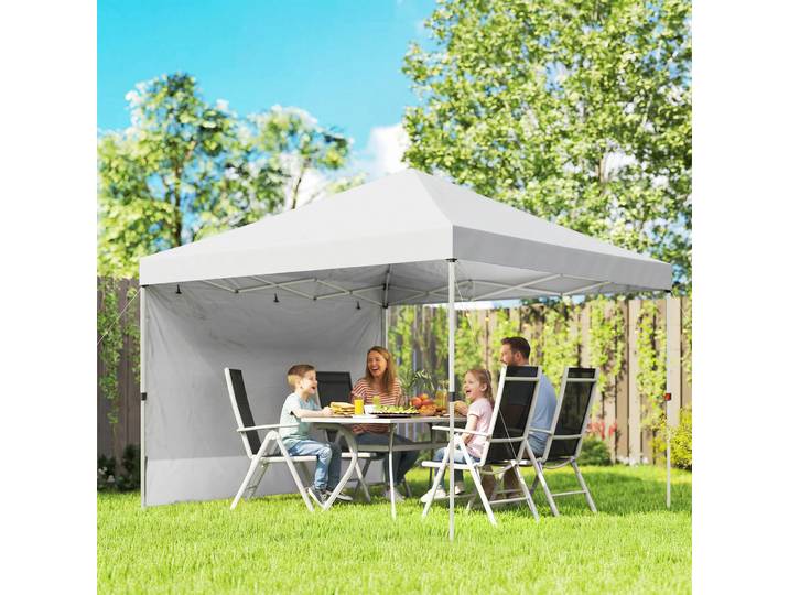 Outsunny Tente Pliante 3x3m Blanc UPF50+ Réglable avec Sac