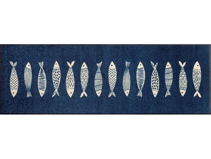 Fussmatte und Läufer Fish Tango , blau (bunt), B:60cm H:7mm L:180cm, Obermaterial: 100% Polyamid, WASH+DRY BY KLEEN-TEX, Teppiche, Fussmatte