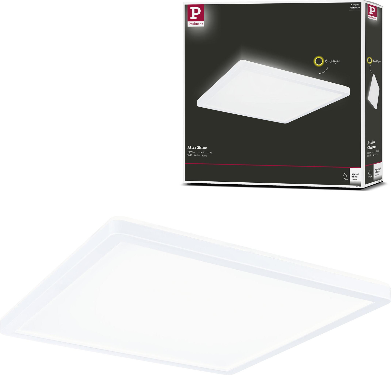 Paulmann LED-paneel Atria Shine vierkant inbouwarmatuur