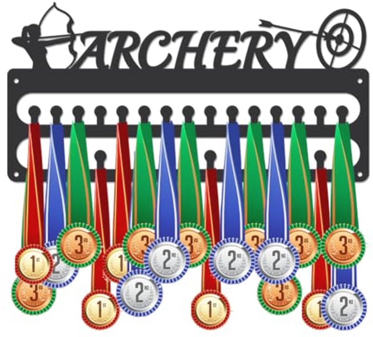 Medaille Hanger Display voor Sportmedailles - Zwart Metalen Medaille Rack met 30 Haken voor Muurbevestiging