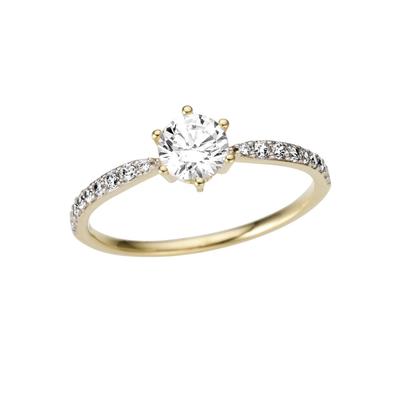 Goldring FIRETTI "Schmuck Geschenk Gold 333 Vorsteckring, Verlobungsring" Gr. 16, weiß (gelbgoldfarben, weißgoldfarben, kristallweiß), Fingerringe, Damen, 16, Gelbgold 333, 1,5mm, Goldring, mit Zirkonia (synth.)