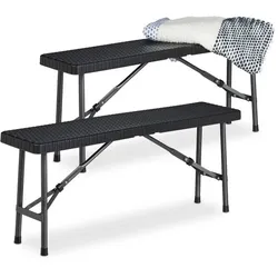 Relaxdays Schwarze Bierbank 2er Set Schwarz