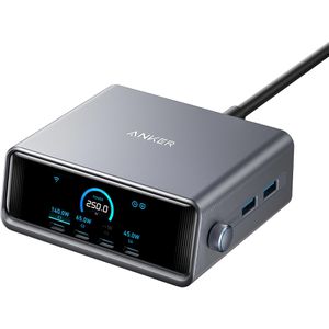 Anker USB-Ladegerät GaNPrime, 250 Watt, 4x USB-C und 2x USB-A, 6 Ports, Schnellladegerät