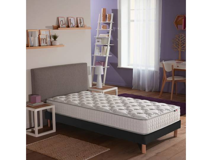 Ensemble matelas ressorts astre + sommier 90x190cm noir