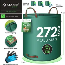 Kesser, Komposter + Gartensack, Gartensack Set Laubsack Gartenabfallsack inkl. Handschuhe (272 l)