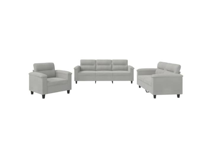 GHVBNMF 3-tlg Sofagarnitur mit Kissen Couch Set Hellgrau 3-teiliges Polstermöbel Set aus Sessel 2er und 3er Sofa mit dick gepolsterten Kissen für Wohnzimmer und Lounge.