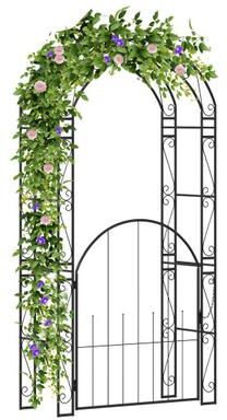 Costway 84 Inch Tall Garden Arch Metal Arbor Archway with Gate
