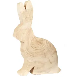 Sitzender Dekohase aus Pappelholz - natur 65 cm