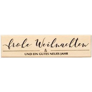 Rayher Motivstempel 29146000 Frohe Weihnachten, aus Holz, 3 x 12 cm, für Stempelkissen