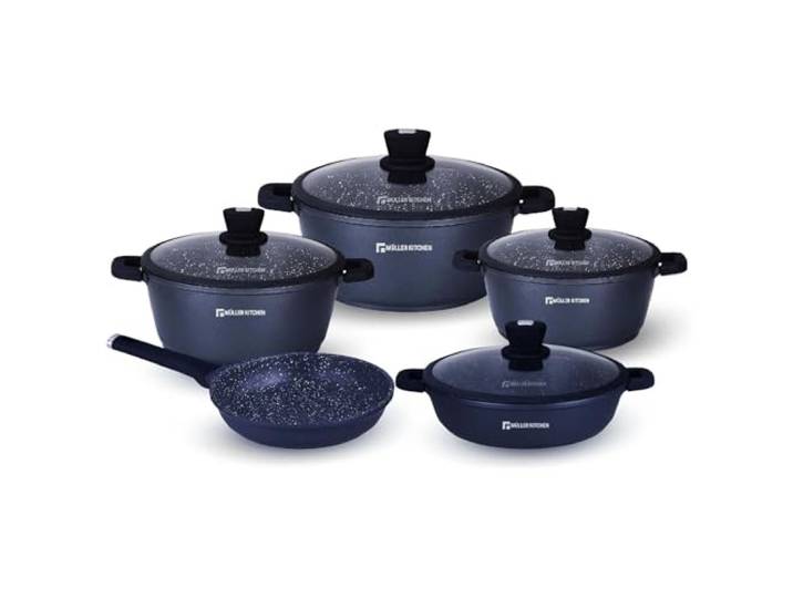 Muller MK-3031 Aluminium-Druckguss-Kochgeschirr-Set (9-teilig, Antihaftbeschichtung, deutsche Technologie, überlegene Induktion)
