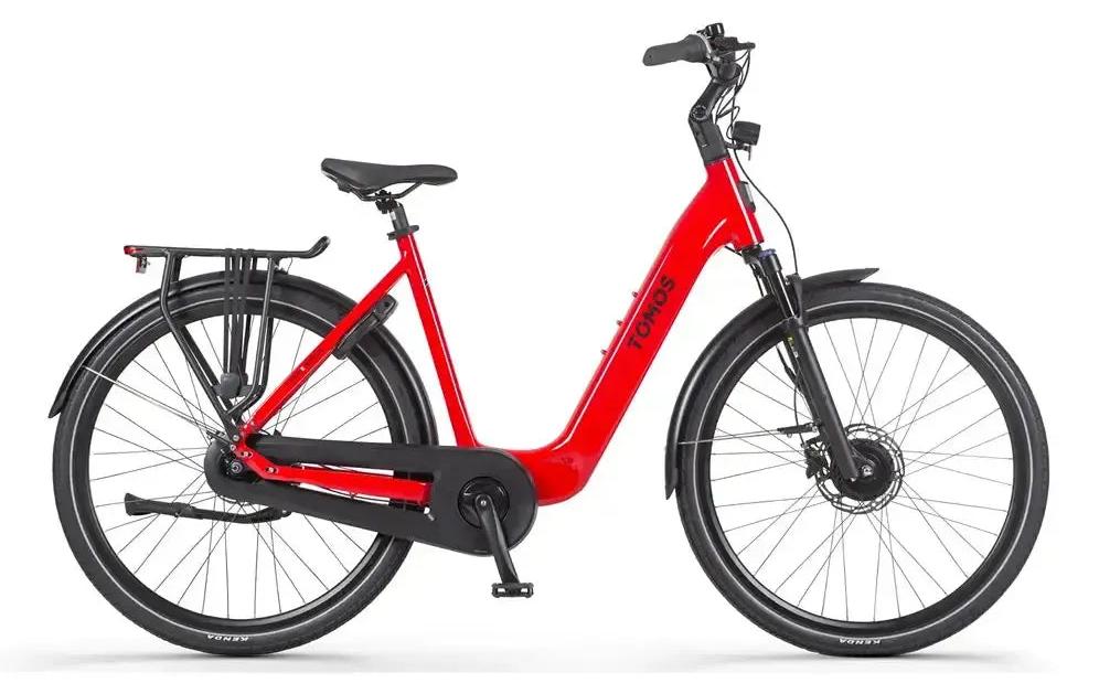 Tomos EB 14 - E-Bike - 28 Zoll - 250W Motor - 160 km Reichweite - 7-Gang - Hydraulische Scheibenbremsen - 748Wh Akku - Tiefeinsteiger - Rot Glänzend