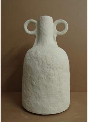 BIDK Home "Paper Mache Vase Dia 22"" Off-White - Off-White"