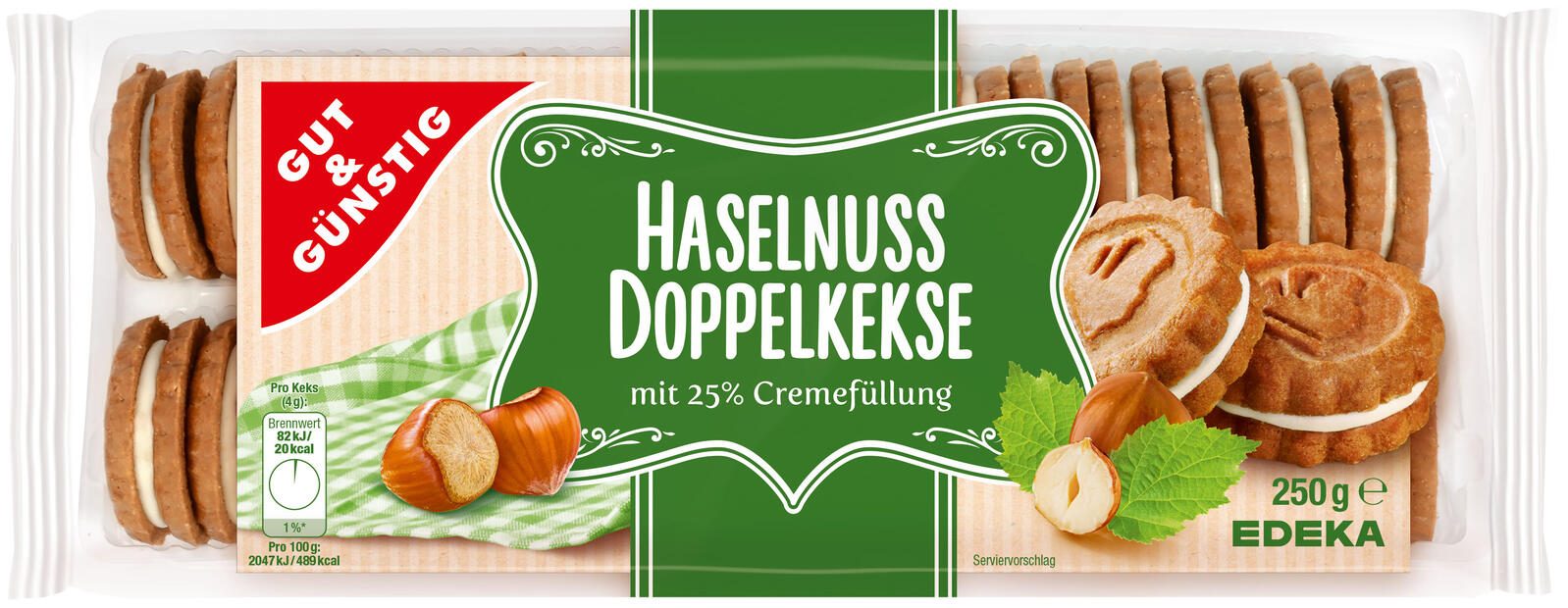 GUT&GÜNSTIG Haselnuss Doppelkekse 250,0 g 3412536002