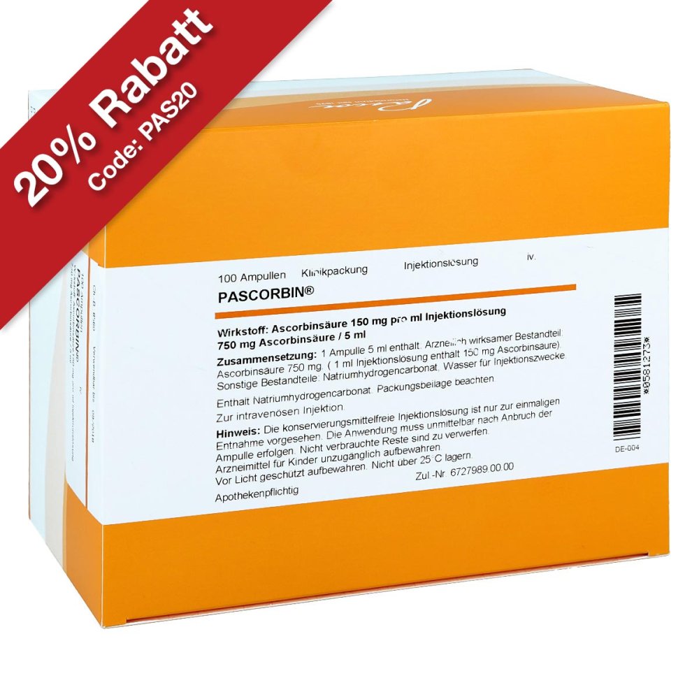 Pascoe pharmazeutische Präparate GmbH Pascorbin 750 mg Ascorbinsäure/5ml Injektionslösung 00581273