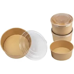 50 Stück Salatschalen mit Deckel Kraftpapier Schalen - 1300 ml - 50 Stück