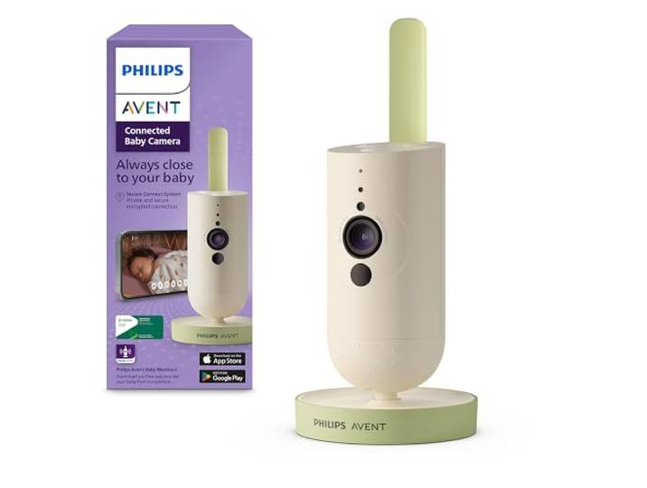 AVENT Philips Connected Babykamera mit App, Private und sichere Verschlüsselung, Audio, 2-facher Zoom, Nachtsichtfunktion, Gegensprechfunktion, DEKRA Zertifiziert privat und sicher SCD643/26