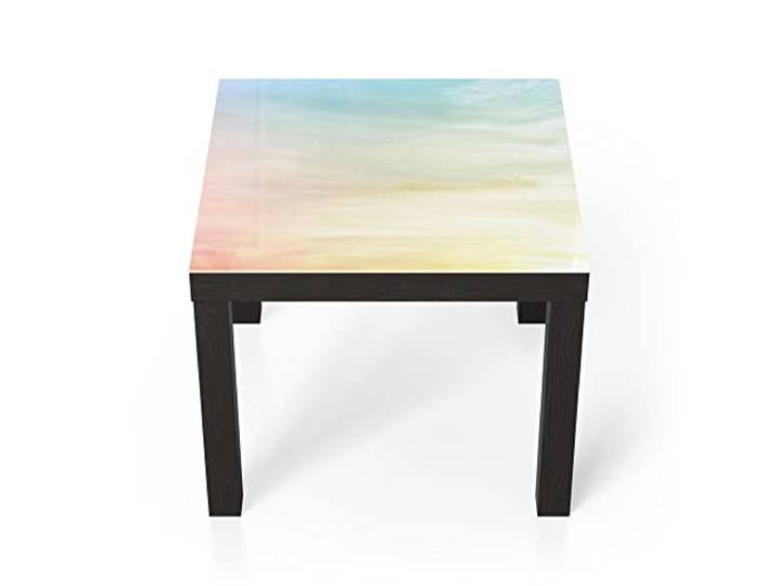 DEQORI Glastisch schwarz klein 55x55 cm Motiv Pastelliger Himmel ausgefallener Beistelltisch aus Glas Hochglanz Couchtisch fürs Wohnzimmer moderner Couch Tisch mit Design