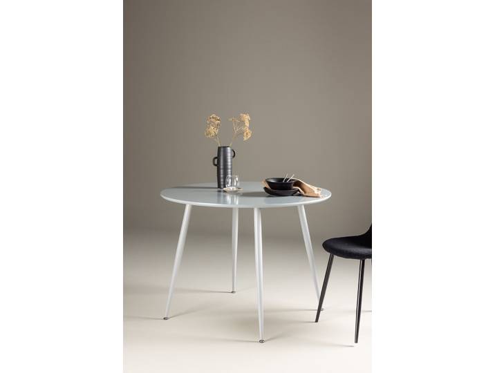 Esstisch VENTURE HOME Plaza, runder Esstisch, modern, Ø 100 cm , weiß (grau, grau), B:100cm H:75cm T:100cm, Tische, Esstisch, Esszimmertisch, MDF, Stahlbeine, rund, kompakt, urban