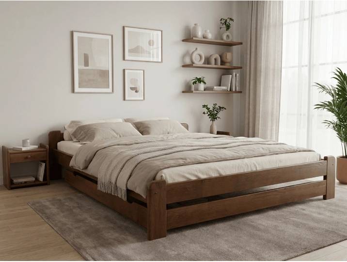 Bett Emily 180 x 200 cm, Eiche Matratze: Ohne Matratze, Lattenrost: Ohne Lattenrost