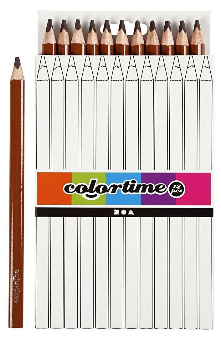 Colortime Jumbo kleurpotloden, bruin, 12 stuks