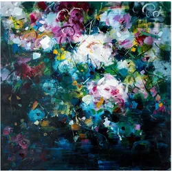 La Casa »Blumenwiese abstrakt bunt mix« Ölbild handbemalt 100x100 cm