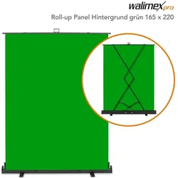 Walimex pro Roll-up Panel Hintergrund grün 165x220 (165 cm, 220 cm), Hintergrundsystem, Grün