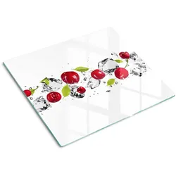 GLASPLATTE 60x52 cm Kirschen und Wasser