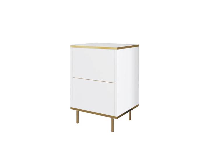 Livetastic Nachttisch, Weiss, Goldfarben, Holzwerkstoff, Uni, 40x60x35 cm, einfacher Aufbau, Schlafzimmer, Nachttische