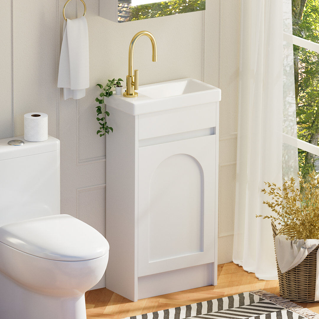 17 Stories Aishwarya 60 W cm Free-Standing Under-Sink Bathroom Cabinet with U-Shaped Cutout White 21mm W