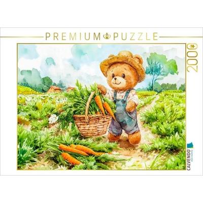 CALVENDO Puzzle Teddy erntet Möhren im Feld | 2000 Teile Lege-Größe 90x67cm Foto-Puzzle für glückliche Stunden