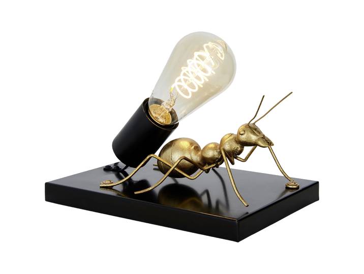 Tischlampe Tora schwarz, gold Metall H 16 cm