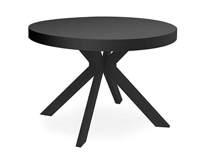 Menzzo Myriade Ausziehtisch, Holz, Metall, Schwarz, Durchmesser 110 cm x H 75 cm, L 110 x T 160 – 210 – 260 x H 75 cm