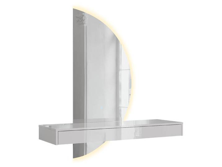 Coiffeuse Vicco Sherry Blanc Haute brillance 120cm avec miroir LED\, à droite\, Model 61309
