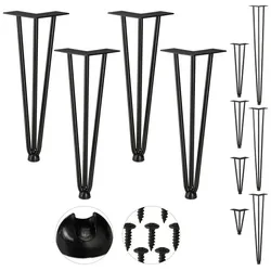 Relaxdays 4er Set Hairpin Legs mit 3 Streben Schwarz
