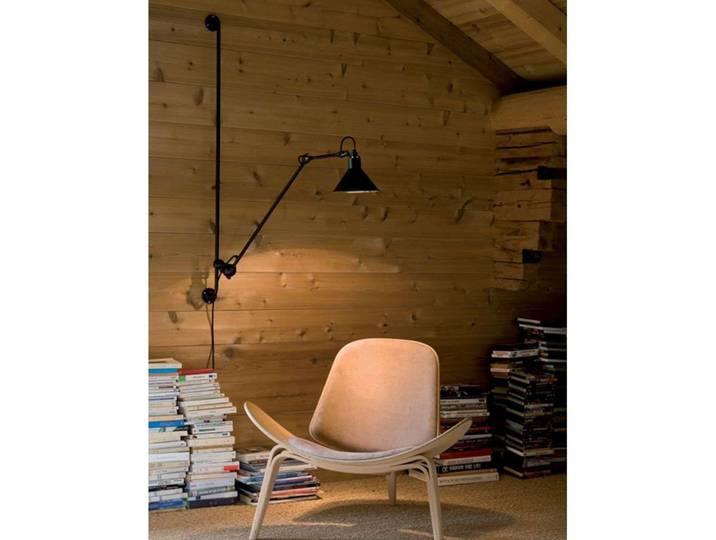 Lampe Gras 214 Wandlampe, rund, schwarz/schwarz/kupfer – DCW 214 Round - Wohnzimmer - Design - Metall - Einflammig