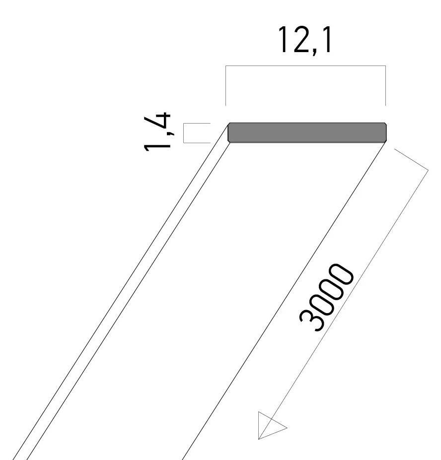 ARELUX PRF051 Platte aluminiumprofiel voor koeling, 3 meter