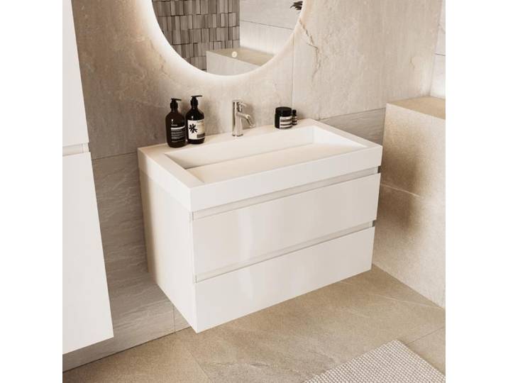 LOMAZOO Ensemble meuble de salle de bain Zarivo 80 cm - Blanc brillant