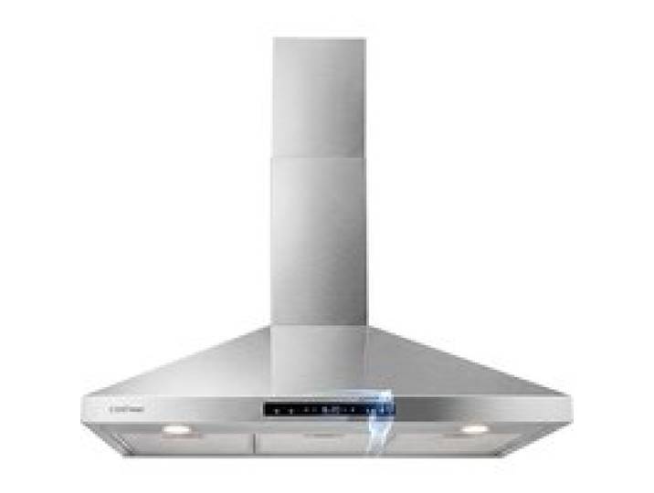 COSTWAY Hotte Aspirante 90cm avec Commande Tactile Capteur Gestuel 8 Vitesses d’Aspiration Double Éclairage Dimmable Argent