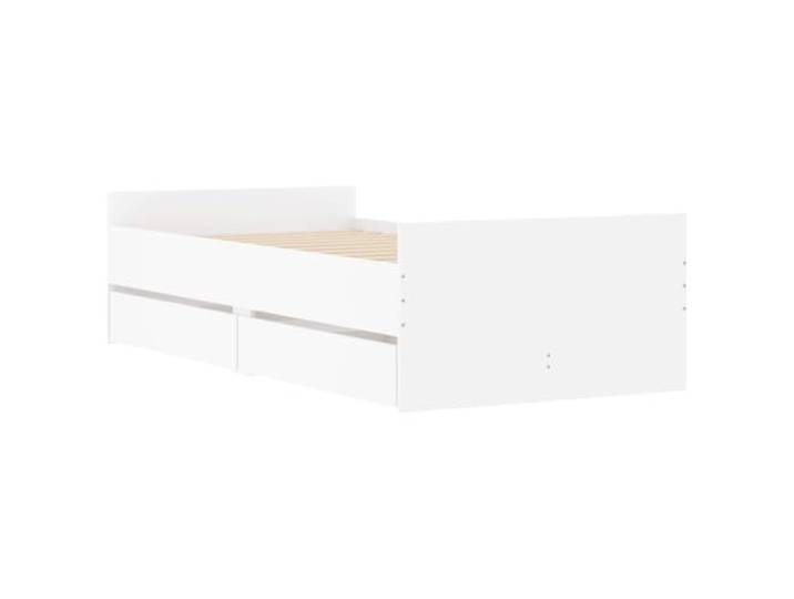 KTHLBRH Rechteckiges Plattformbett, Weiß, Engineering Holz Feste Lattenroste, 200 kg Tragkraft, Kopfteil inklusive, Verwendung im Innenbereich