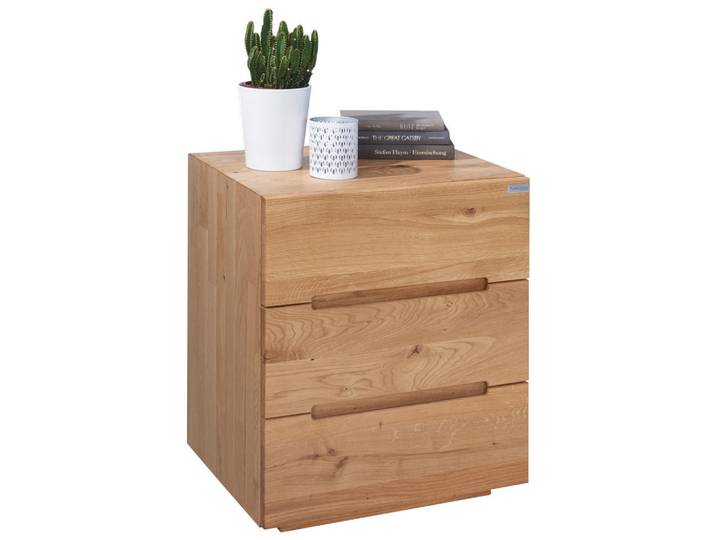Valnatura Nachtschrank, Eiche, Holz, Wildeiche, massiv, 3 Schublade(n) Schubladen, 50x60x40 cm, Typenauswahl, Soft-Close-System, Holzmöbel, Holztische, Nachttische Holz