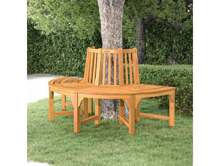 Banc demi-circulaire tour d'arbre Ø160cm bois massif eucalyptus 319423