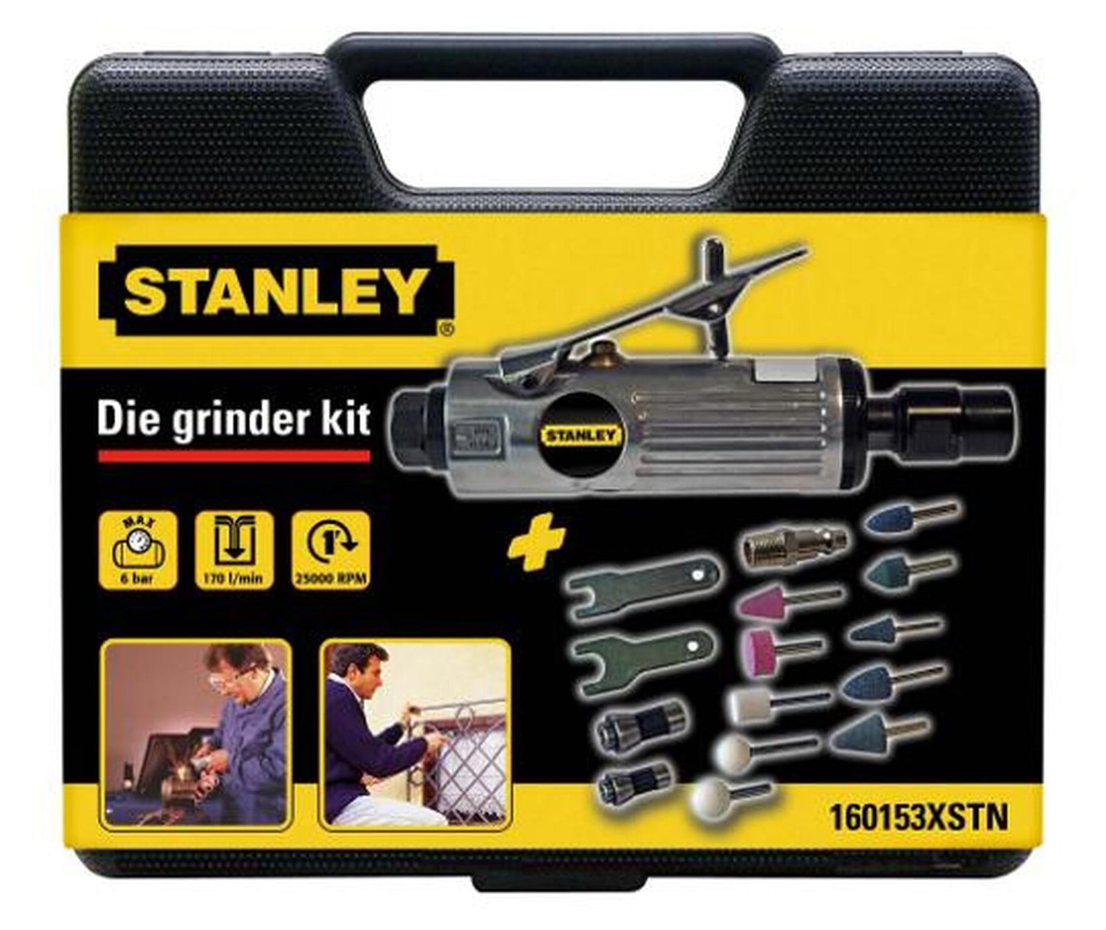 Stanley luchtslijpset in koffer