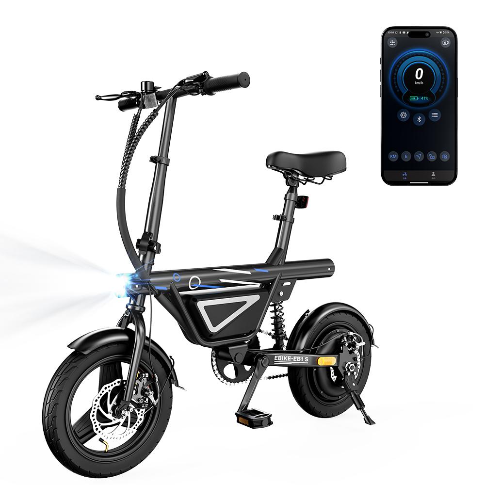 EB1S Klappbares E-Fahrrad für Erwachsene,14 Zoll,36V 12Ah,Luftreifen,Federdämpfung,Scheibenbremsen und Stromunterbrechungsbremse