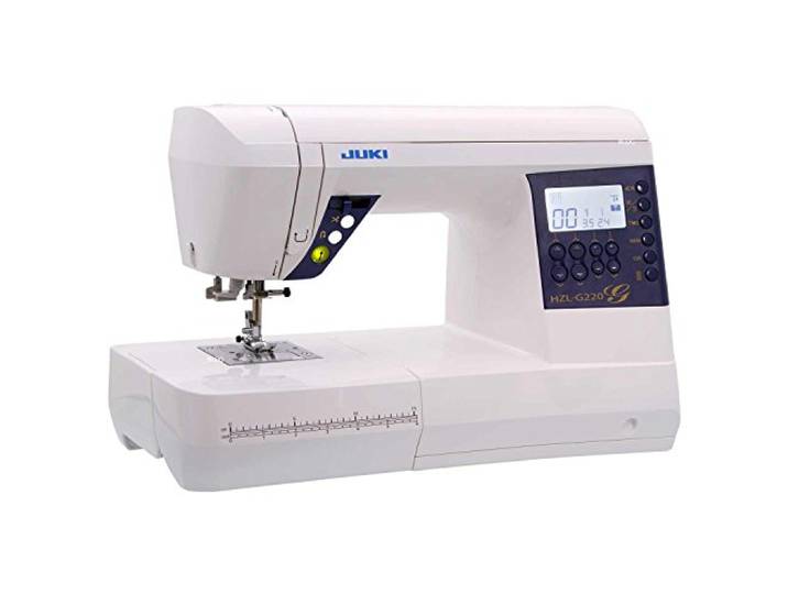 JUKI HZL-G220 Elektronische Nähmaschine mit automatischem Fadenschneider, Metall/PVC, Weiß, 44,5 x 22,3 x 29,2 cm