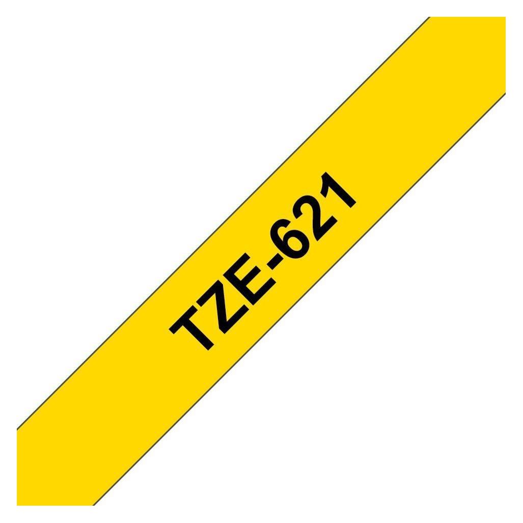 Brother Tze621 Label-Making Tape (0.90 cm, Schwarz, Gelb) (TZE-621)